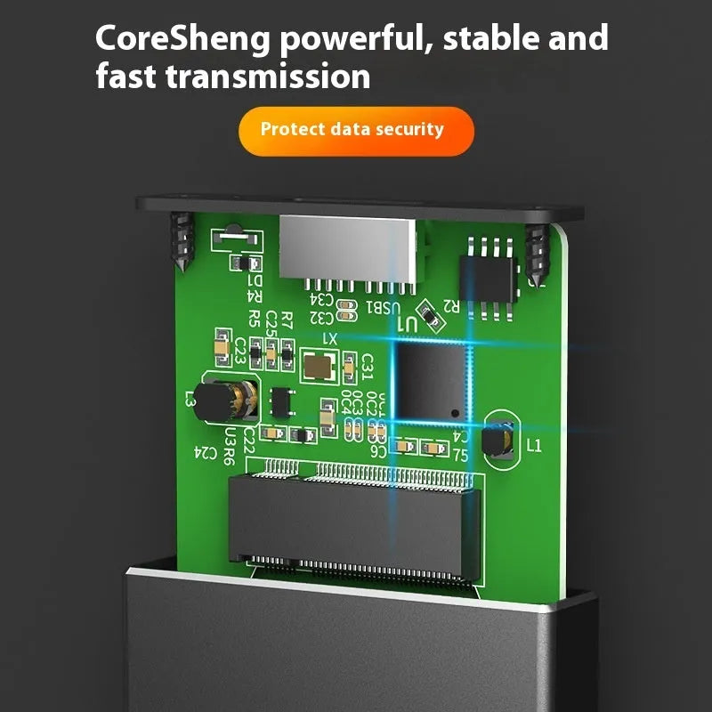 M.2 NGFF SSD enclosure USB 3.0 all aluminium alloy hard disk box in black, 110x40x9.2mm