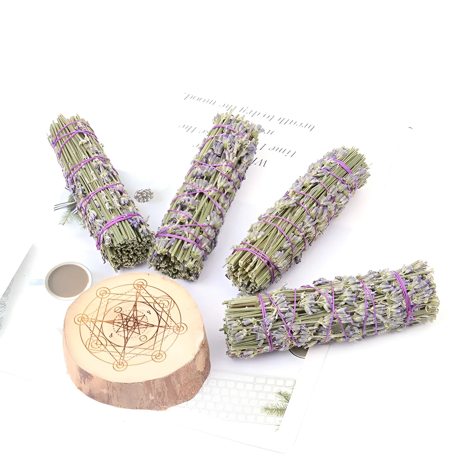 Natural dried flower aromatherapy stick with lavender scent, 4 inches long