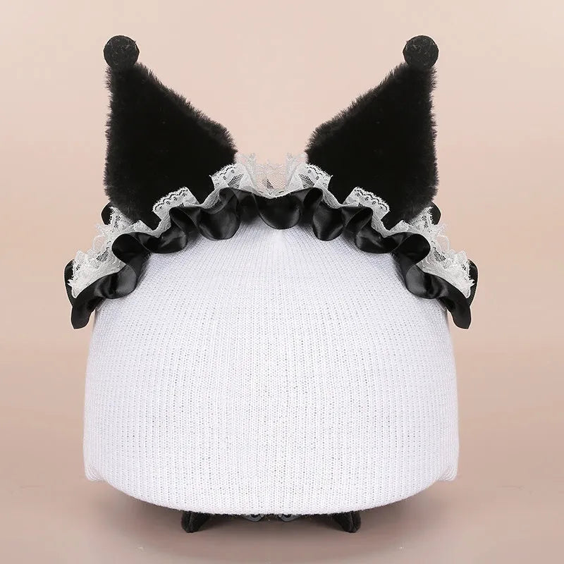 Plush fabric ski helmet decoration cap with cartoon design for equipment personalisation