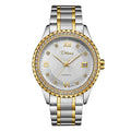 Fashionmonger men's automatic mechanical wristwatch with luminous hands on a metal bracelet.