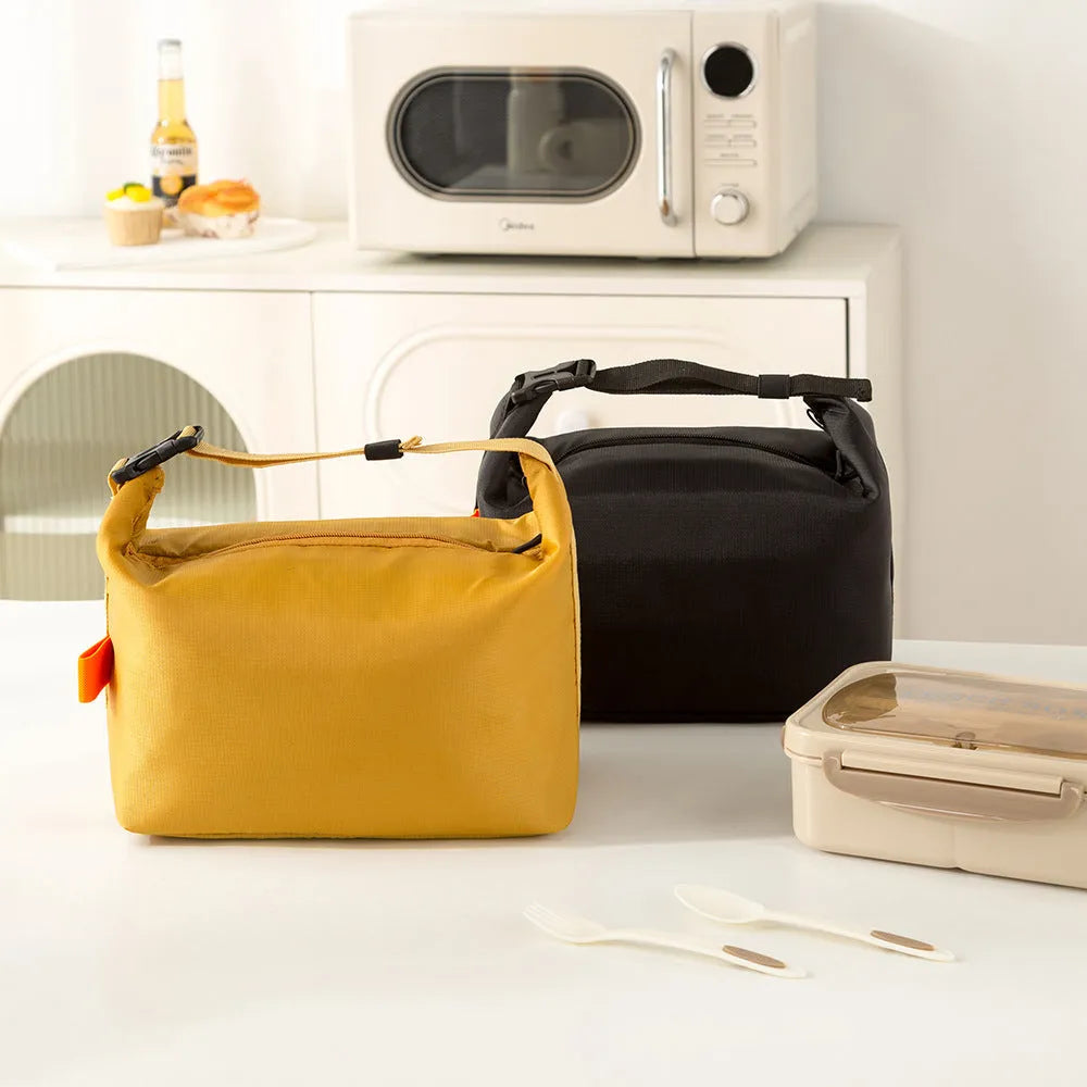 Japanese-style insulated Oxford cloth lunch bag with 24x14cm base in army green colour