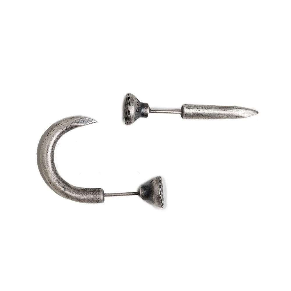 S925 sterling silver punk nail stud earrings in straight and curved nail designs