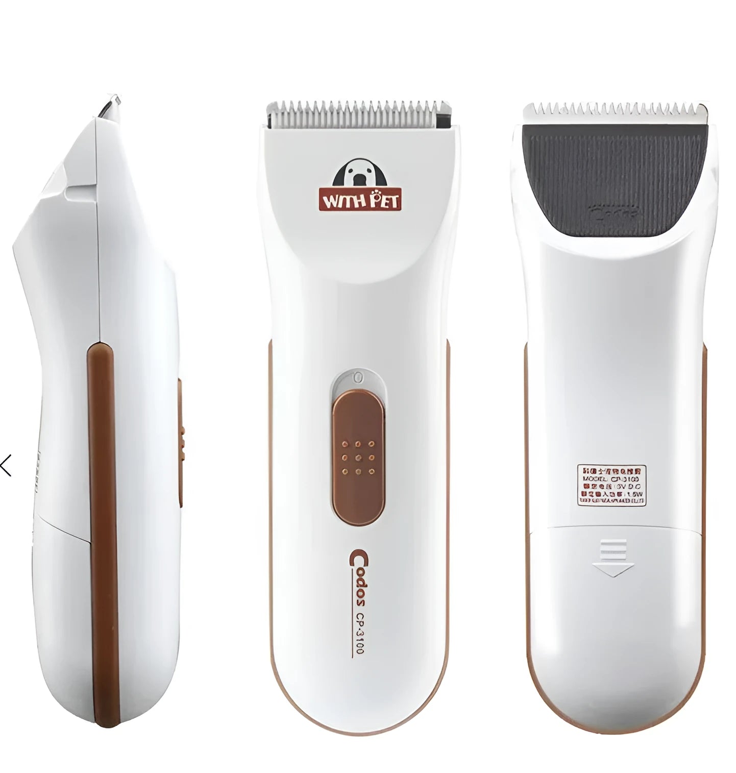 White electric pet clipper with ceramic blade for dog and cat grooming