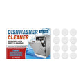 Pack of 12 dishwasher cleaning tablets for appliance maintenance.