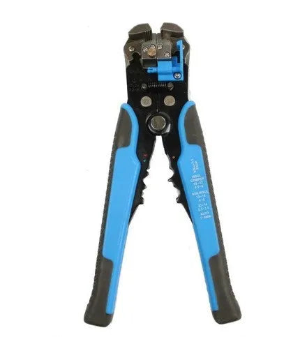 Yellow automatic wire stripper crimping plier tool with adjustment screw for 10-24 AWG cables