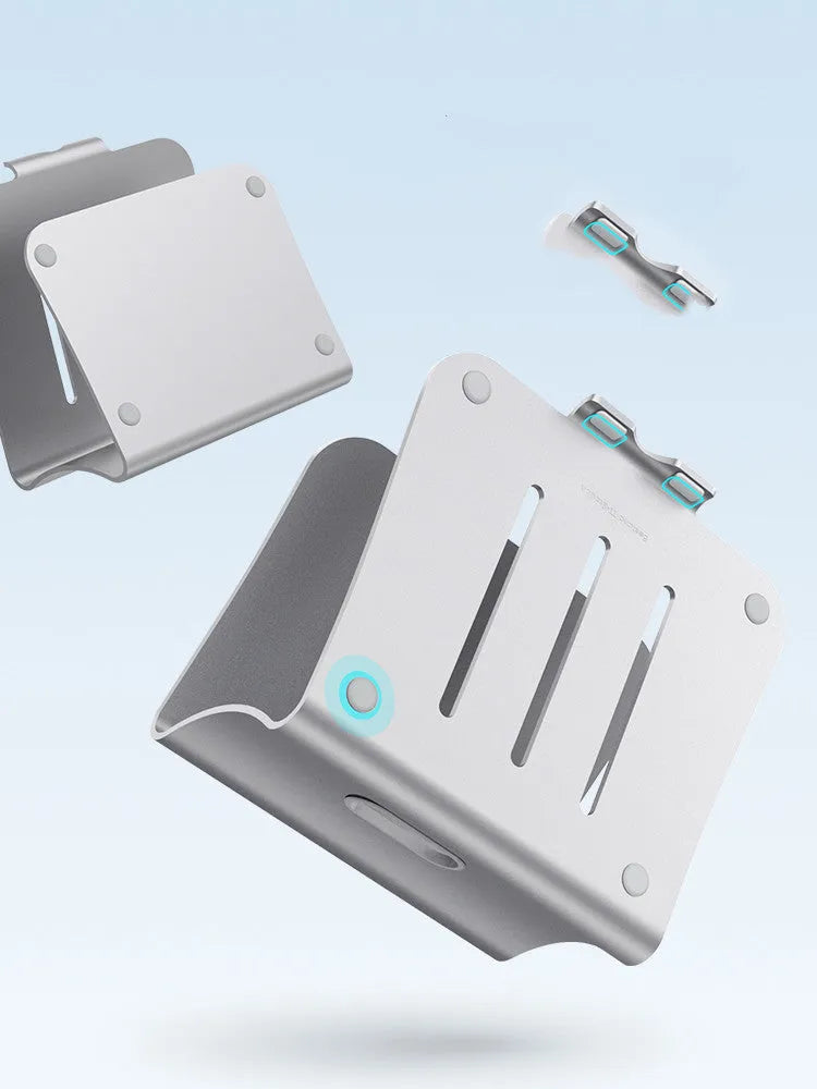 Aluminium alloy notebook cooling bracket with rotary adjustable design in silver stripe pattern