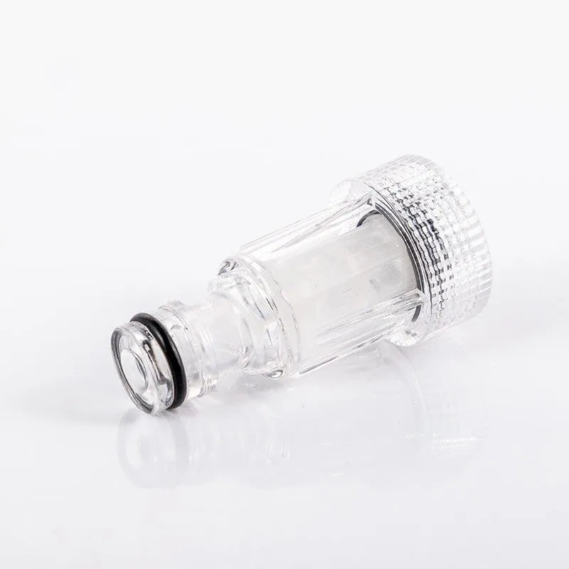 Transparent plastic inlet joint with filter screen for Karcher K2 to K7 pressure washers