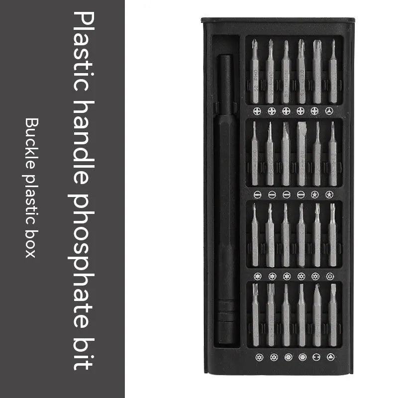 24-in-1 precision magnetic screwdriver set with aluminium and plastic handles, 4mm bits, and 125mm chrome vanadium steel bars