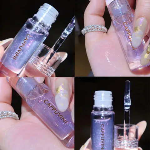 Glass clear lip oil moisturising balm 3g tube with five colour shade options through the clouds dreaming of the stars