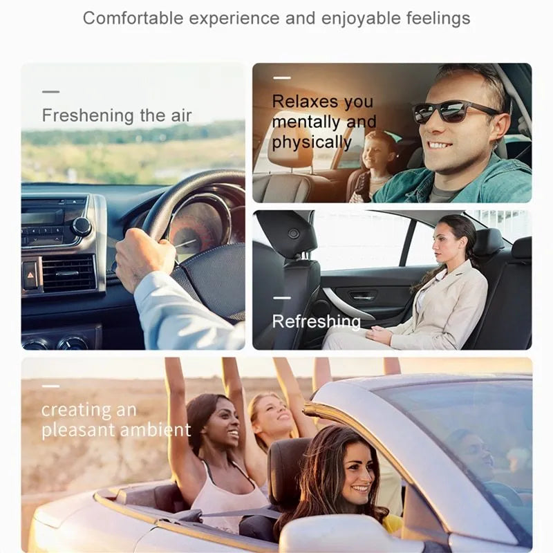 Pick-up car aroma clip in black attached to a car air vent diffusing a neutral scent