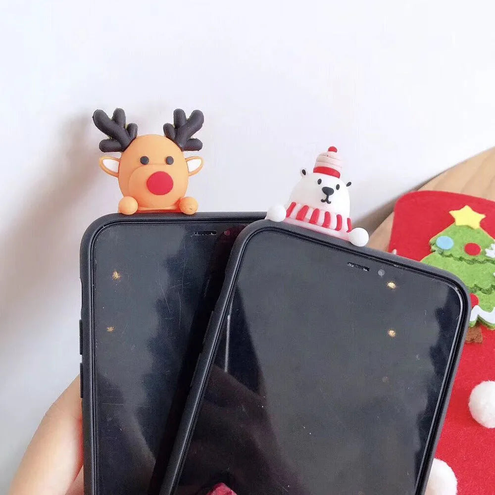 Silicone Christmas back cover case for iPhone in assorted festive colours.