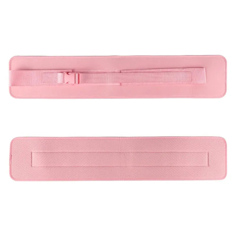 Black and pink hip bridge training belt for dumbbell and barbell exercises with lumbar support