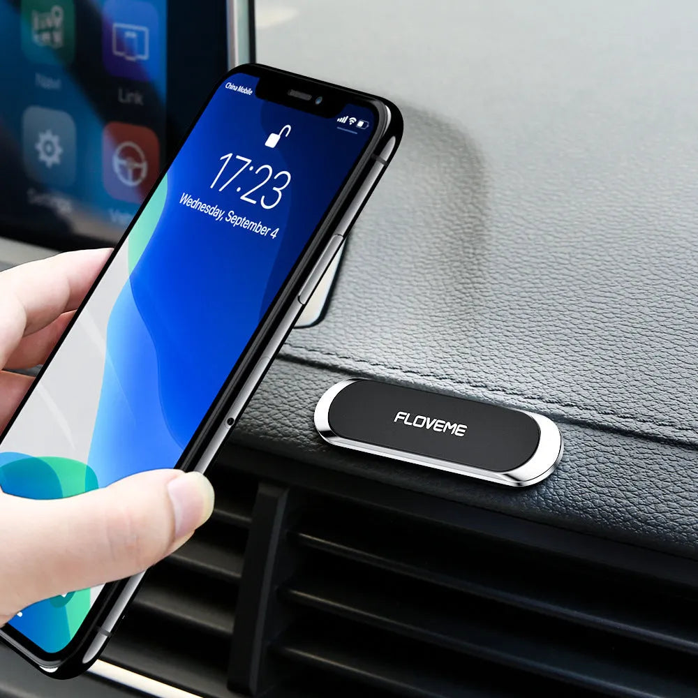 Magnetic phone holder with square silver iron sheet and white foam glue adhesive