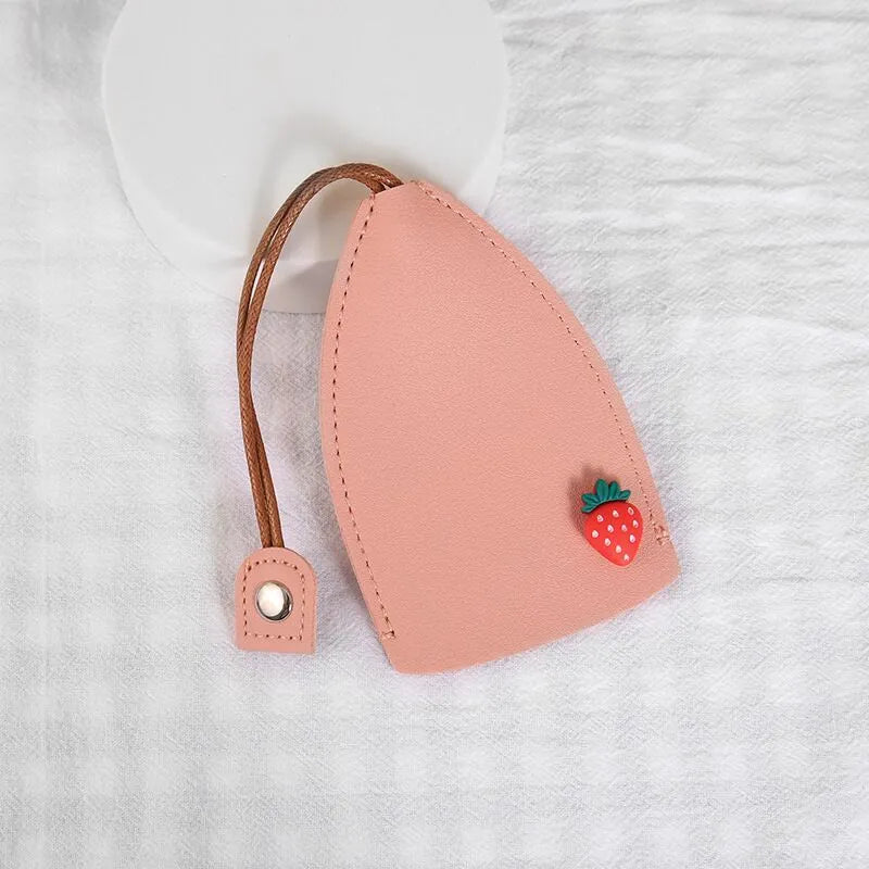 Cartoon design pull-out car key case in PU leather with removable decorative cover