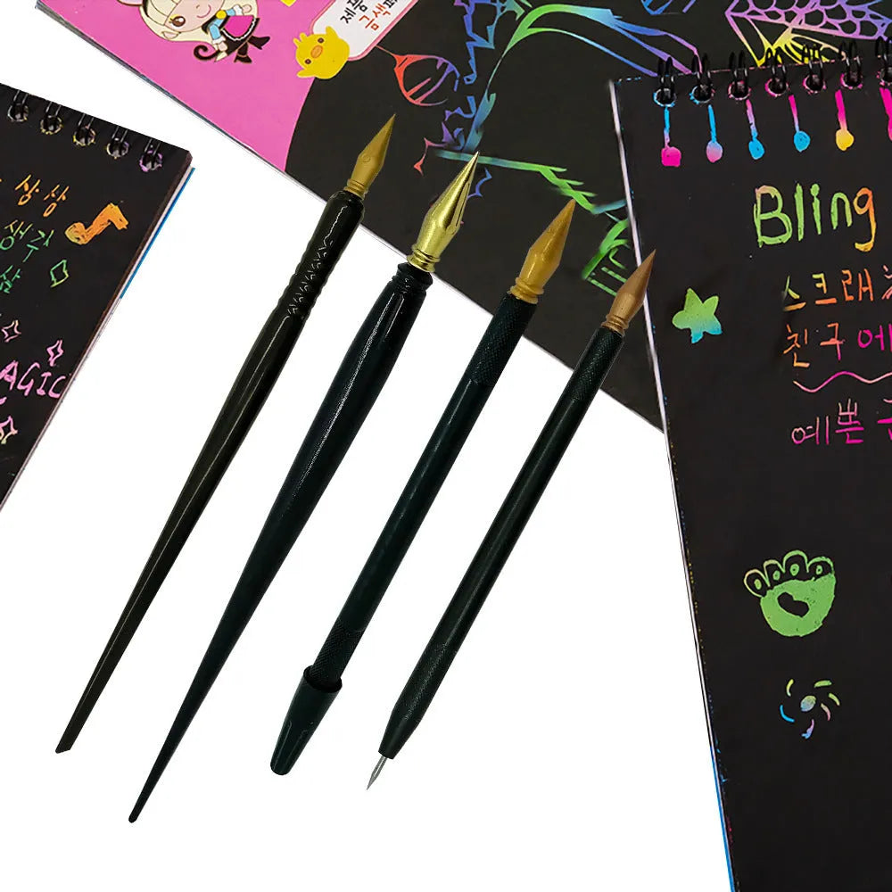 Polystyrene scratch pen for children's scratch art projects on paper