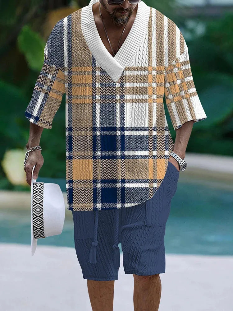 Loose casual short sleeve suit with polyester fabric in various colour options