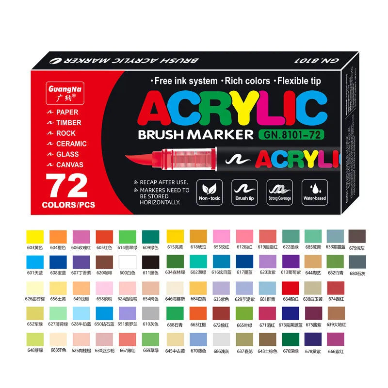 Set of acrylic marker pens in multiple colours for art painting and graffiti projects