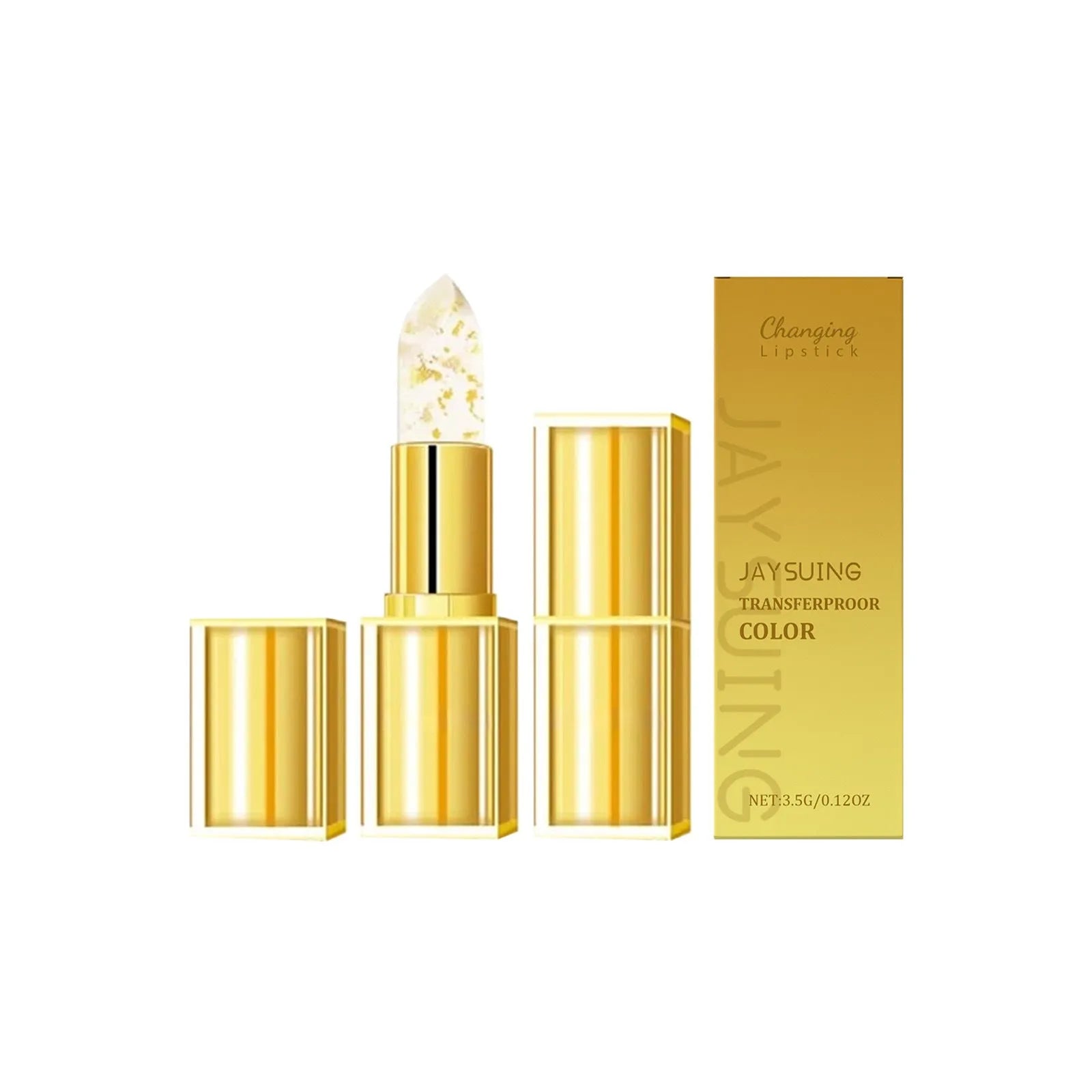 Gold foil nourishing lipstick in a case with 3.5g net content.