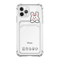 Clear cartoon design TPU phone case with a credit card slot for Apple iPhone.