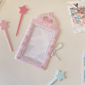 PVC cartoon meal card holder with strawberry or four leaf clover design for 3-inch cards