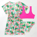 Girls' floral print two-piece swimsuit in briefs style for swimming sports
