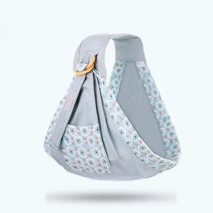 Adjustable baby wrap carrier sling in blue-green cotton and mesh with back support for 0-36 months up to 50kg