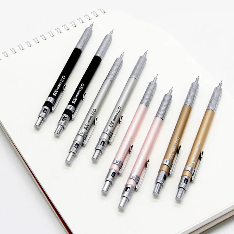 Japanese Cherry metal mechanical pencil with gold finish, 0.5mm lead, metal rod body