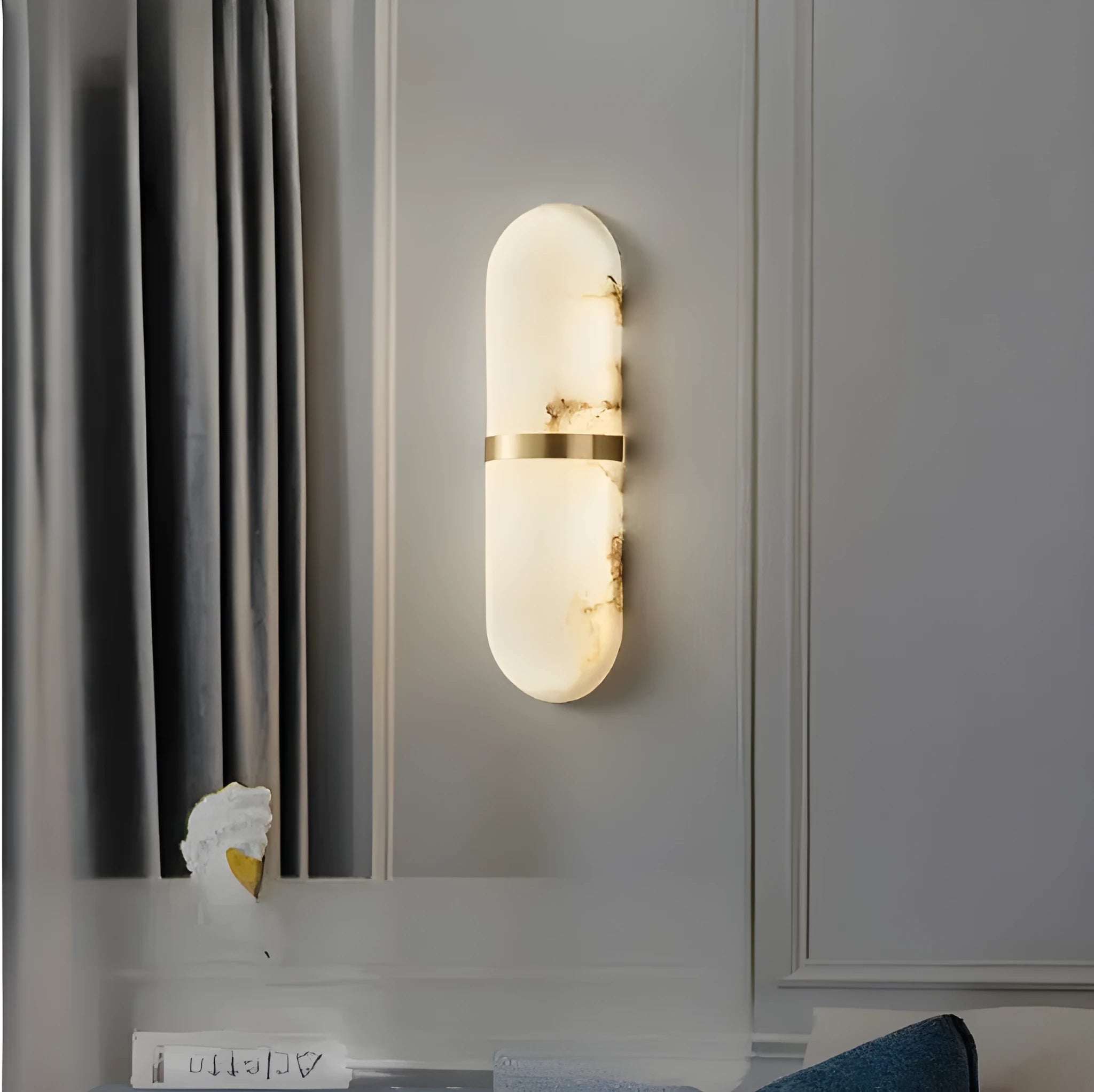 Light luxury background wall marble wall lamp in A Gold with wrought iron art decoration