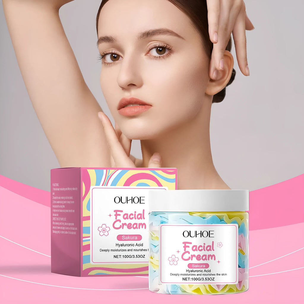 Sakura Butter Cream 100g jar face moisturiser with pink formula for dry skin