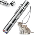 Silver aluminium alloy cat laser toy pointer with USB charging port