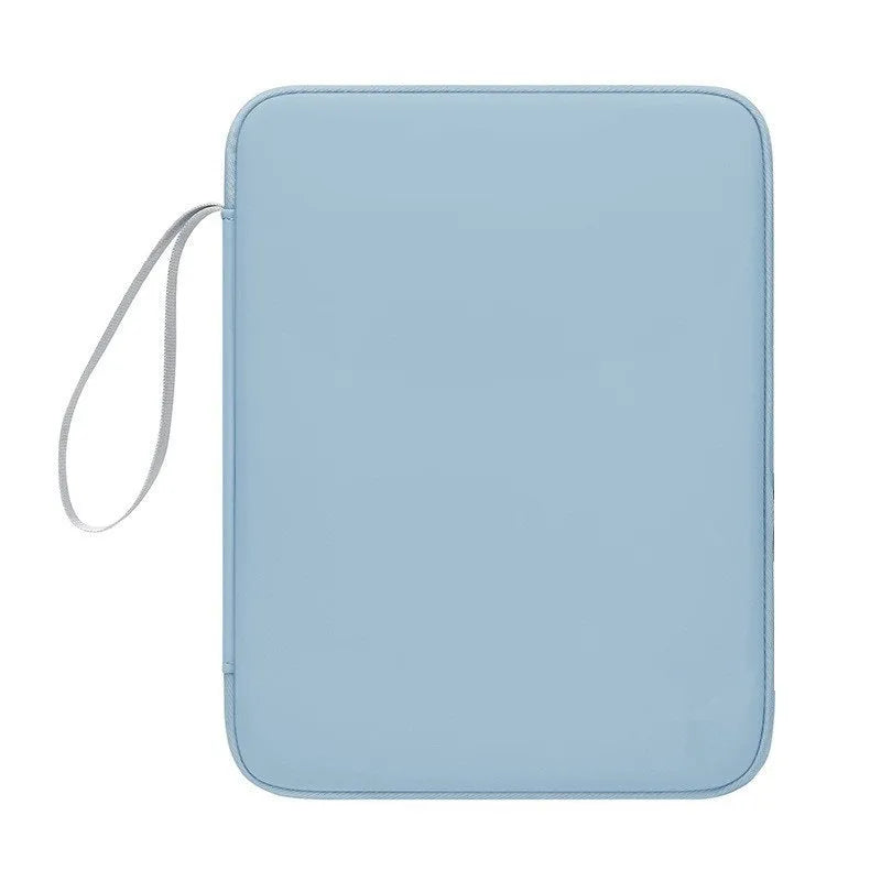 Imitation leather tablet protective case in light grey, shown fitting a 10.9-inch tablet.