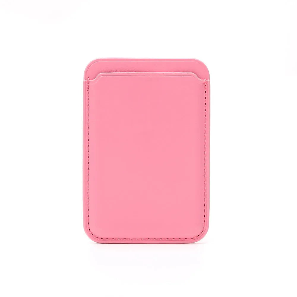 iPhone case with magnetic card holder in PU leather showing black, brown, dark blue, and orange colour options