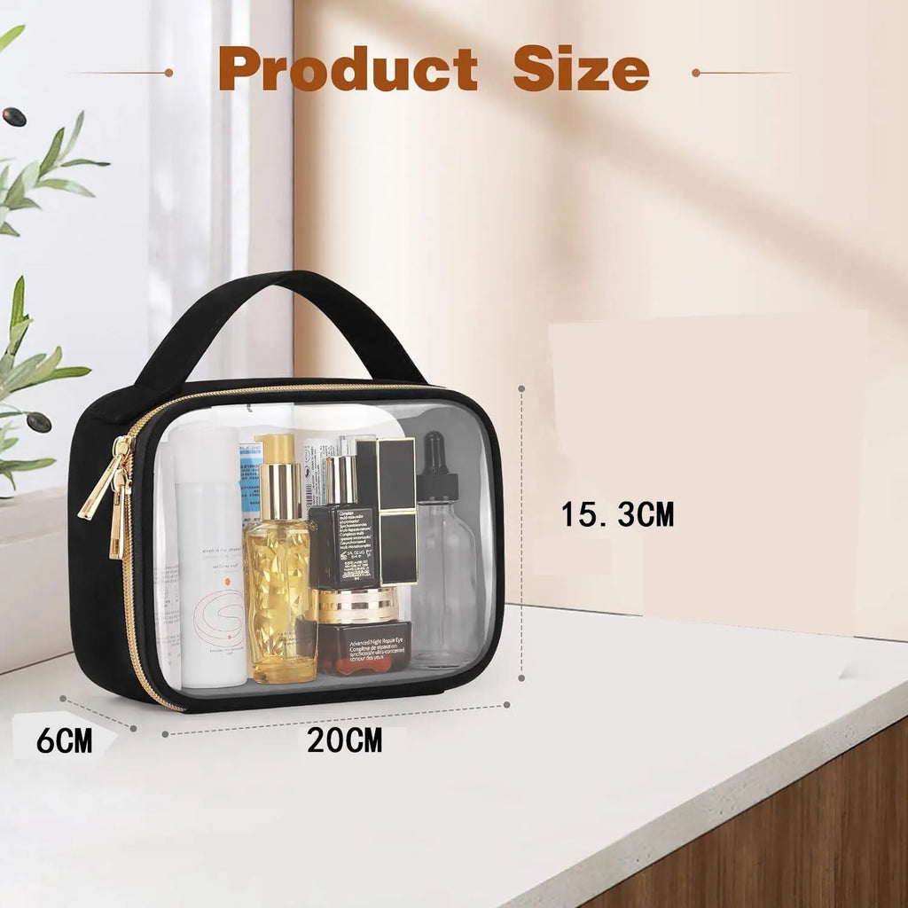Transparent PVC lipstick storage bag with chain handle in leopard print colour