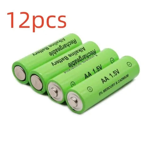 Pack of green alkaline rechargeable AA batteries with 3000mAh capacity and 1000 charge cycles