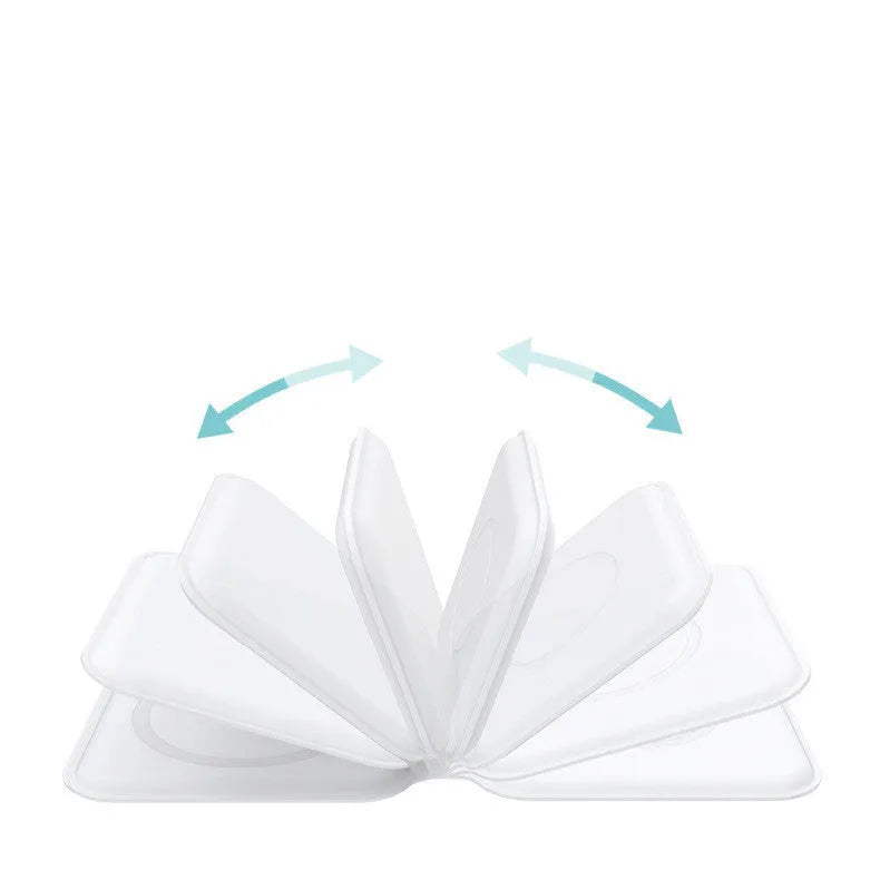 White foldable magnetic wireless charging dock showing dual charging surfaces and 180° folding mechanism