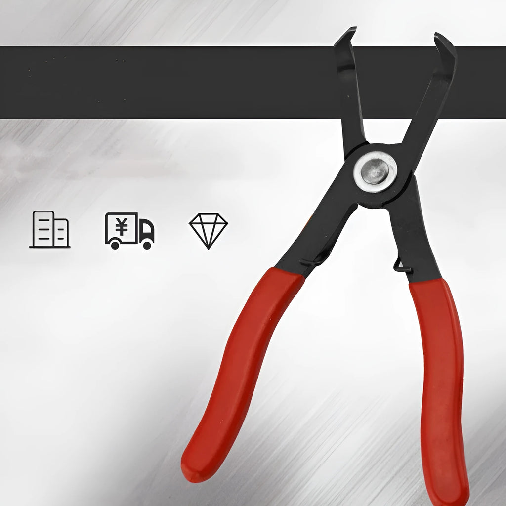 Red interior round nail removal pliers for automotive door panels with PVC handles