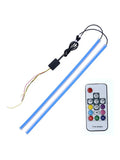 Universal remote control RGB LED daytime running lights for cars in 30cm, 45cm, and 60cm lengths.