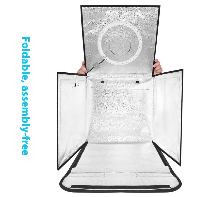50cm foldable studio light box with metal frame and reflective cloth interior