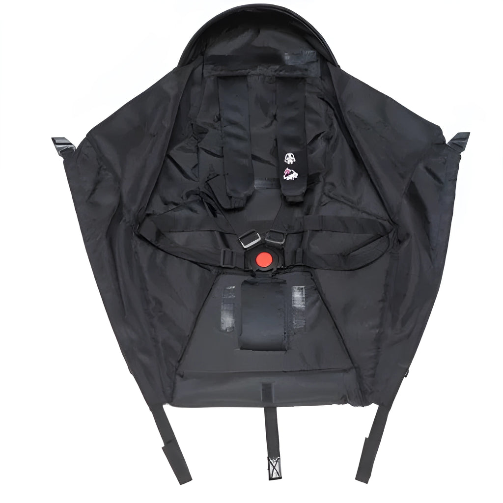 Baby stroller flat cushion accessory in black Oxford fabric, replacement seat cushion for pushchair or pram