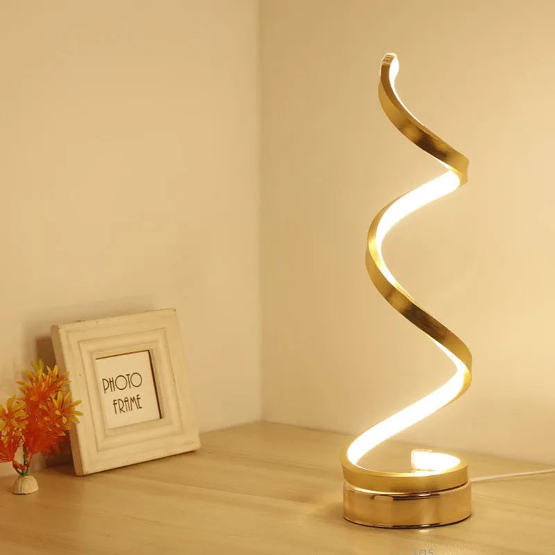 Black and white LED eye protection table lamp with aluminium shade and metal base