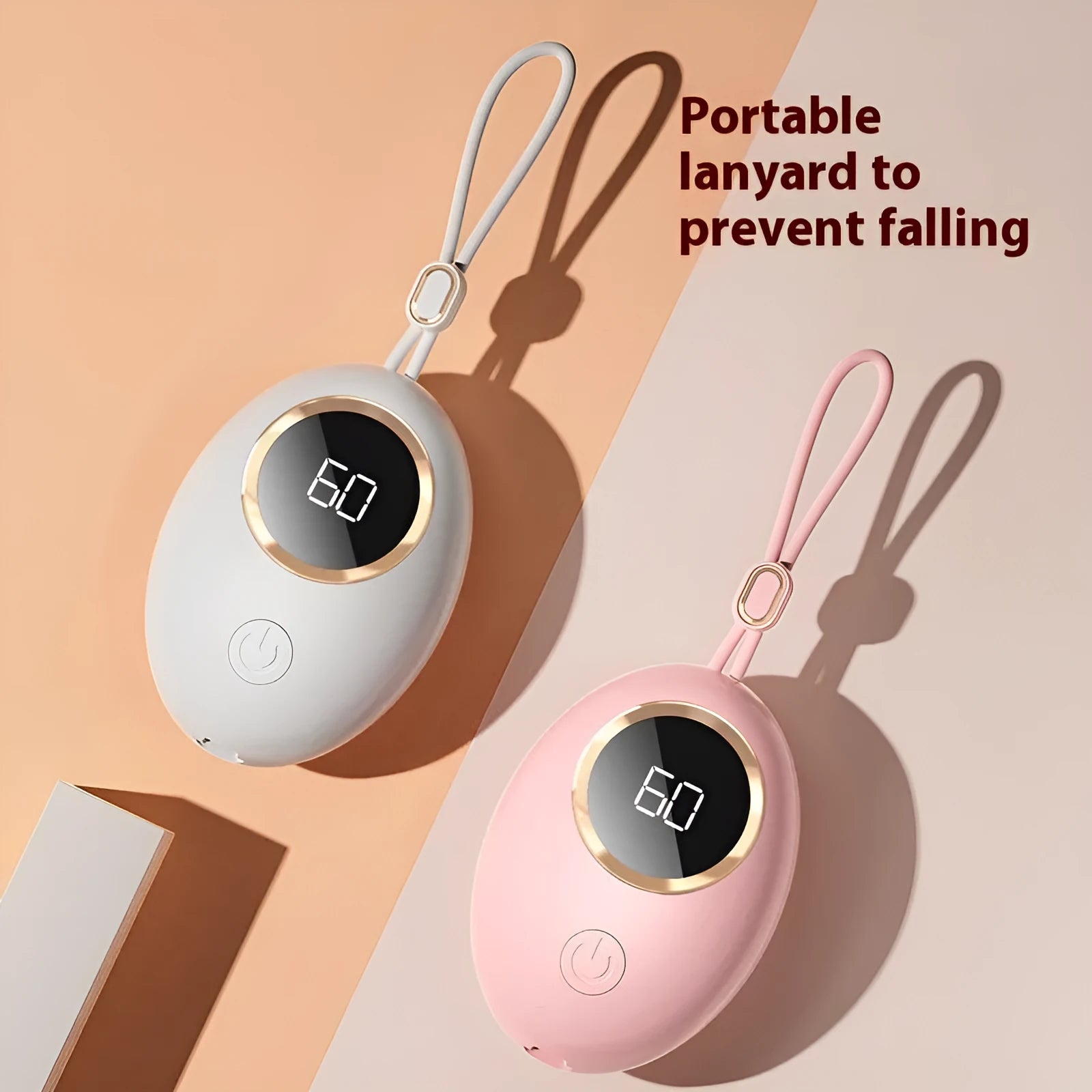 USB hand warmer with digital display in charming blue, portable mini heating pad
