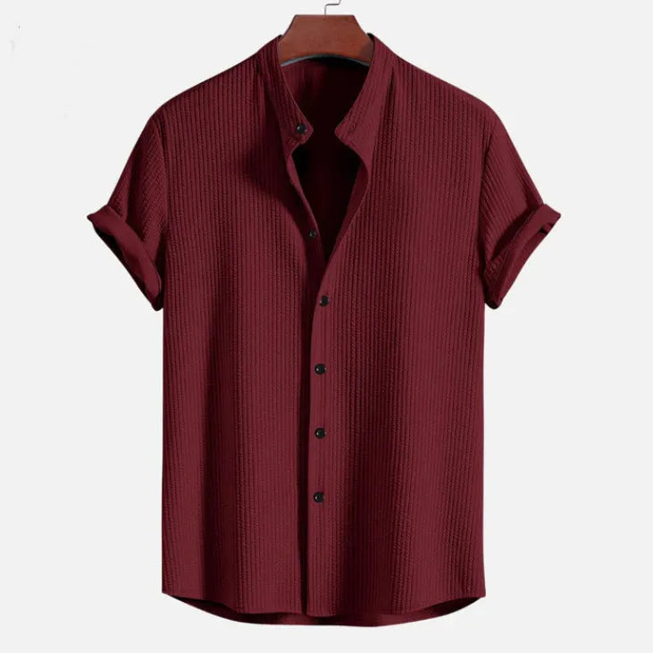 Men's loose fit short sleeve polyester shirt in multiple colour options