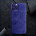 Suede iPhone case full-cover protection back cover in dark blue colour