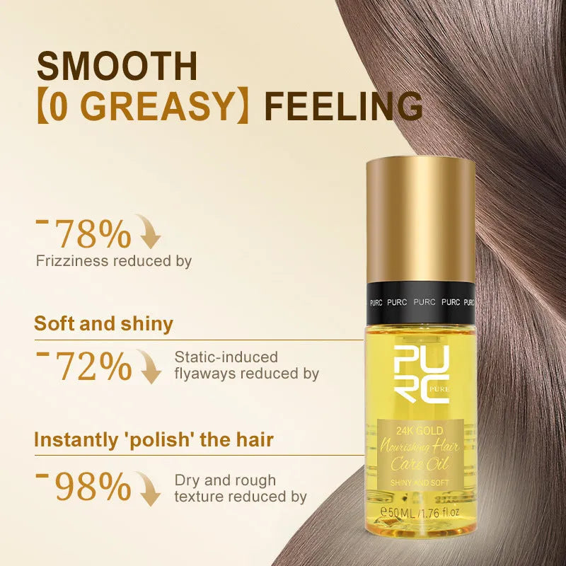 50ml bottle of yellow curly hair repair essential oil for split ends and scalp care