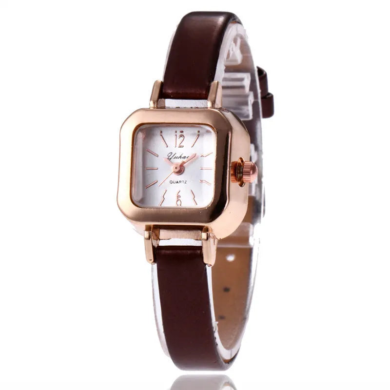 Women's retro art dial fashion watch with alloy case in black, white, pink or brown colours