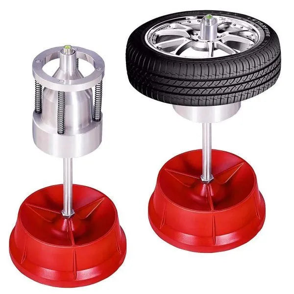 Portable aluminium hub balancer with bull's eye level for tyre balancing