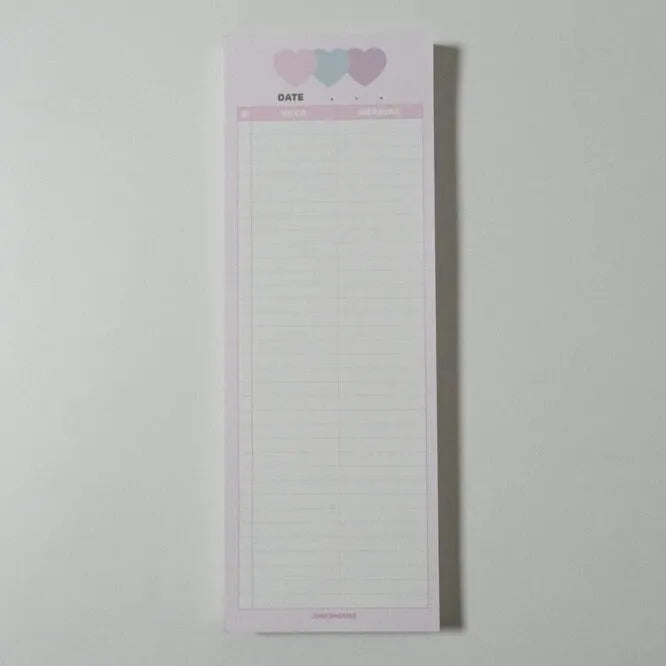 Vertical format B5 half-size notepad with English word printing in pink, purple, or blue cover options
