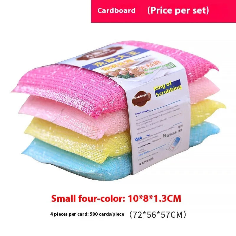Pinstripe fabric dishwashing sponge mop in macaron colours measuring 12 by 8.5 centimetres