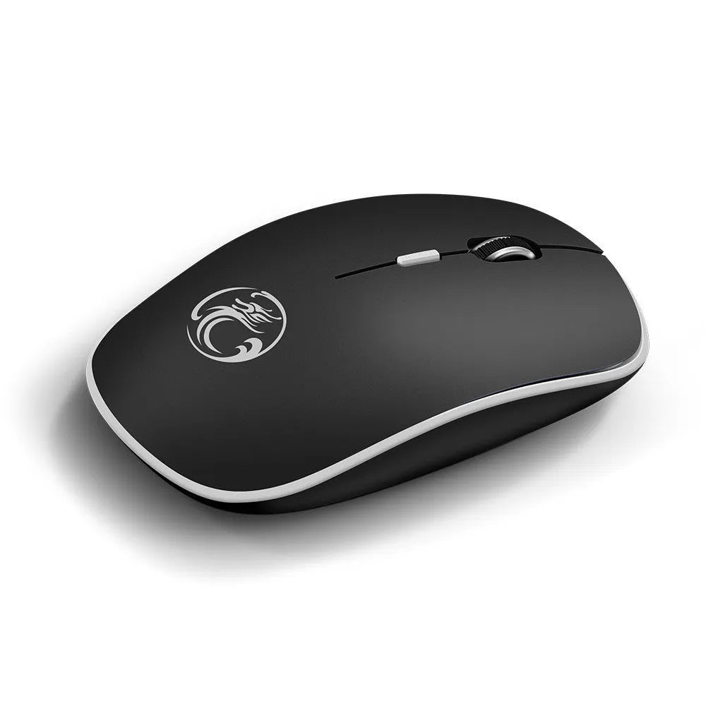 Mute wireless business office mouse, ultra-thin, 2.4GHz, 4 buttons, four-way roller, black