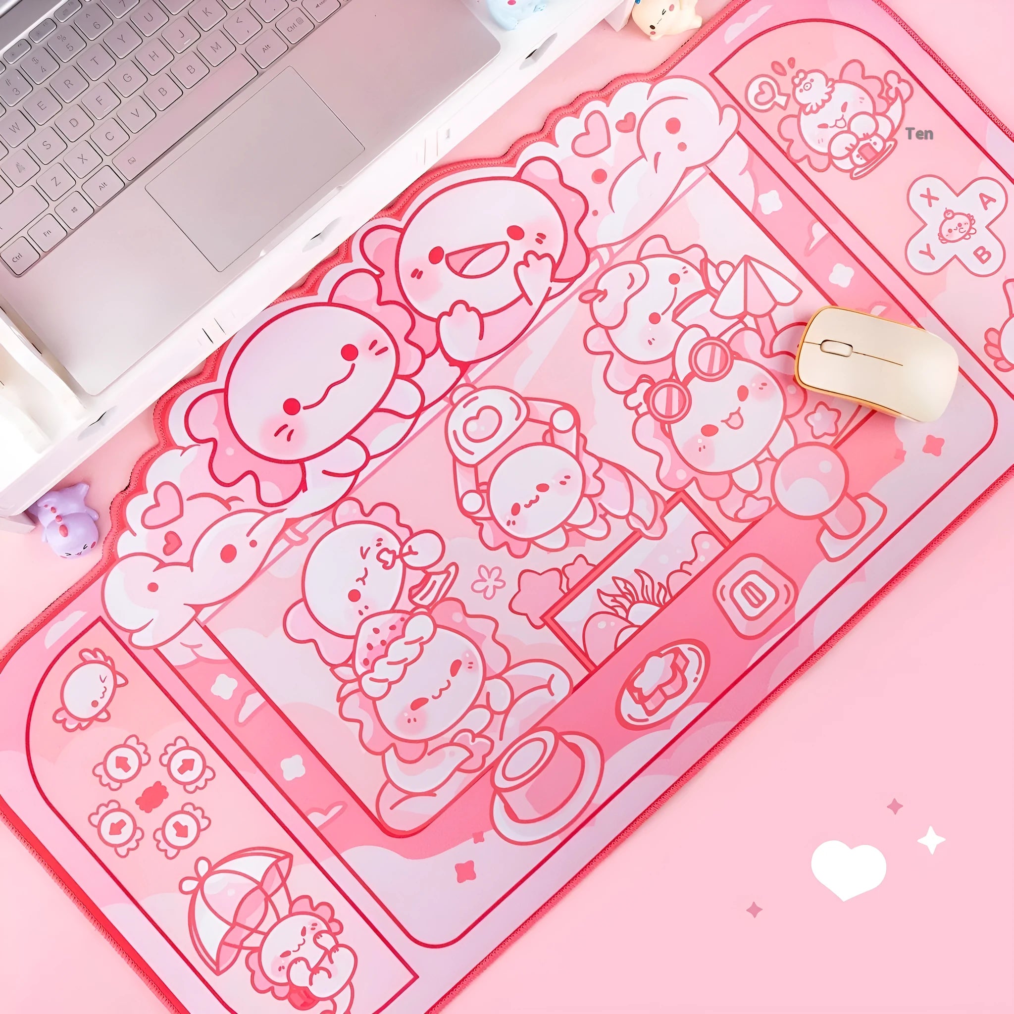 Hexagonal dragon crane machine patterned large gaming mouse pad measuring 75 by 40cm